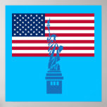 Statue of Liberty and American Flag Canvas Print