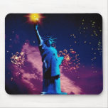 Statue of Liberty with fireworks Mouse Pad
