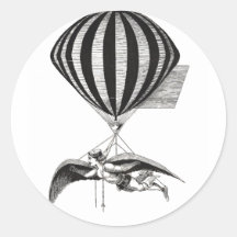 Steampunk Aerialist & Balloon Round Sticker