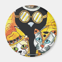 Steampunk Cats.jpg Refrigerator Magnets