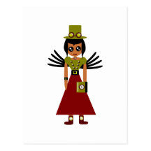 Steampunk Girl Goal Keeper of Time Postcard