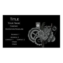 Steampunk Machinery (Monochrome) Business Card Templates