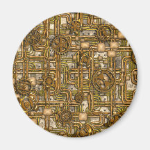 Steampunk Panel - Gears and Pipes - Brass Magnets