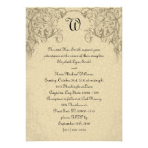 Steampunk Scroll Monogram Wedding Invitation