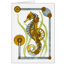 Steampunk Seahorse Card