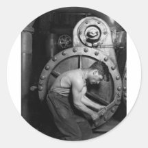 Steampunk Steam Pump Mechanic Round Stickers