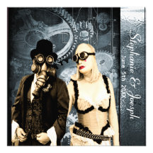 steampunk wedding invitation