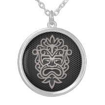 Steel Mesh Aztec Mask Necklaces