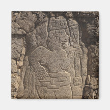 Stela depicting a warrior holding a club fridge magnet