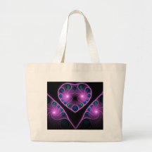 Stereo Love Heart Fractal Pink Tote Bags
