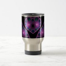 Stereo Love Heart Fractal Pink Travel Mugs