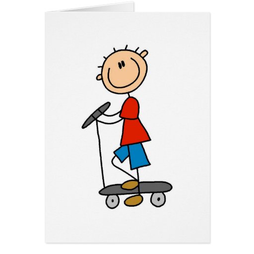 Stick Boy on Scooter Cards