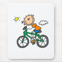 Stick Boy Riding Bicycle Mouse Mats