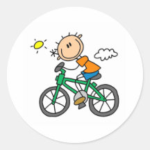 Stick Boy Riding Bicycle Stickers
