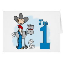 Stick Cowboy 1st Birthday Cards