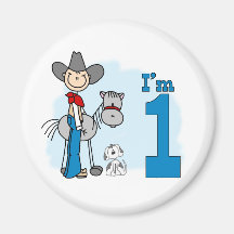 Stick Cowboy 1st Birthday Fridge Magnets