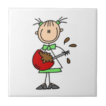 Stick Figure Baker Mixing Batter Ceramic Tile