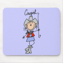 Stick Figure Cowgirl with Lasso Mousepad