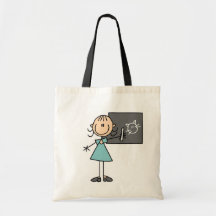 Stick Figure Girl at Chalk Board Bag