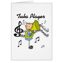 Stick Figure Girl Tuba Player T-shirts and GIfts Greeting Cards