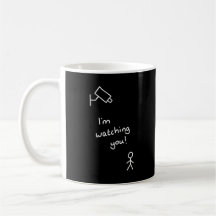 Stick figure "i'm watching you" mug