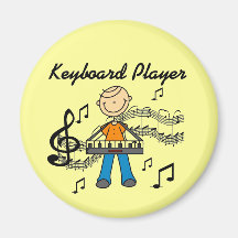 Stick Figure Male Keyboard Player Gifts Fridge Magnet