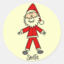 Stick Figure Santa Tshirts and Gifts Round Stickers