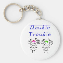 Stick Figure Twin girls Key Chains