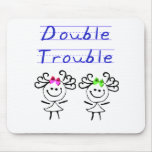 Stick Figure Twin girls Mousepads