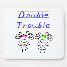 Stick Figure Twin girls Mousepads