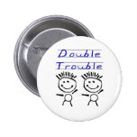 Stick Figure Twins Pin