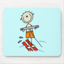 Stick Figure Water Skiing Tshirts and gifts Mouse Pads