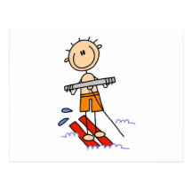 Stick Figure Water Skiing Tshirts and gifts Post Card