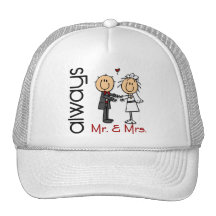 Stick Figure Wedding Couple Mr. & Mrs. Always Trucker Hats