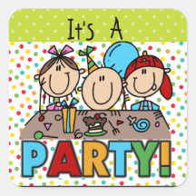 Stick Figures Birthday Party Stickers