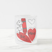 Stick Girl Be Mine Valentine Mugs