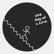 Stick man on the stairs "one step..." sticker