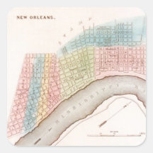 Sticker Antique New Orleans NOLA Map Pastel Shades