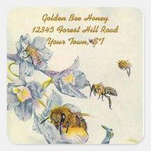 Sticker Honey Bees Morning Glory Flowers Beekeeper