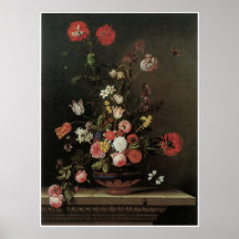 Still-life of Flowers on a Ledge, 1660 Print
