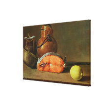 Still Life with a Piece of Salmon Stretched Canvas Print