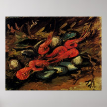 Still Life with Mussels and Shrimps by Van Gogh Poster