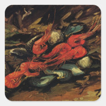 Still Life with Mussels and Shrimps by Van Gogh Stickers