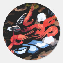 Still Life With Mussels and Shrimps Round Sticker