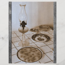 Still life with petrol lamp flyer design
