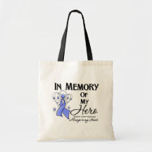 Stomach Cancer In Memory of My Hero Tote Bags