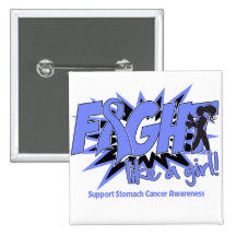 Stomach Cancer POW Style Fight Like A Girl Pin