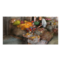 Storefront - Hoboken, NJ - Picking out fresh fruit Customised Photo Card