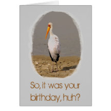Stork Art Belated Birthday Card