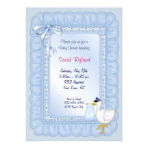 Stork Baby Invite - Blue